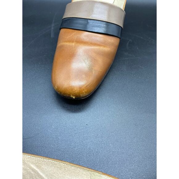1960s Tri-Tone Leather Neutral Mod Heels Secretary Pump Baynhams Palizzio - Picture 7 of 10